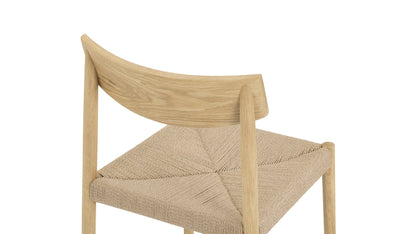 Dinner Guest Armless Dining Chair (Set of Two), White Oak/ Natural Papercord Seat