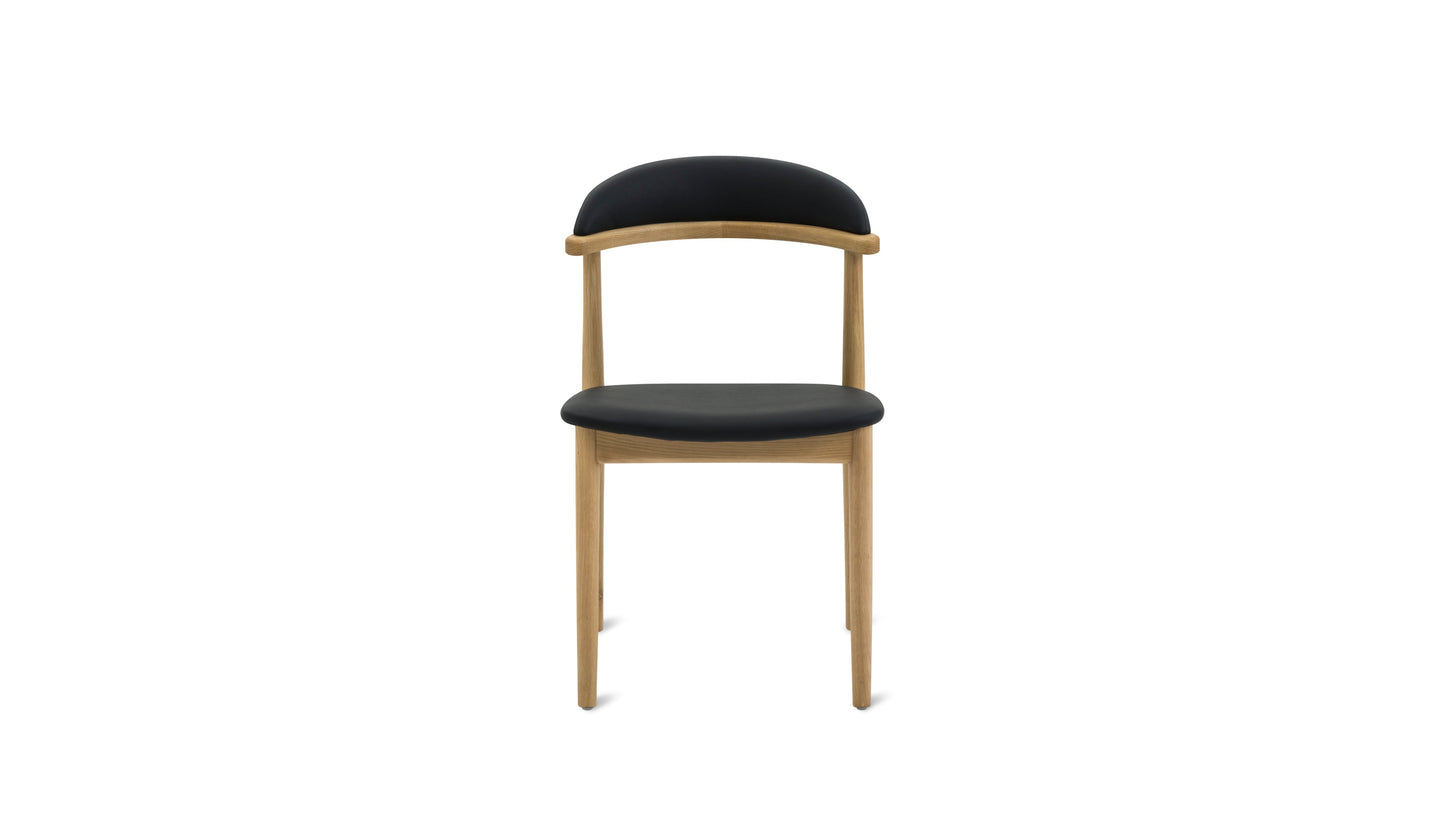 Count On Me Armless Dining Chair (Set of Two), Oak, Black Seat