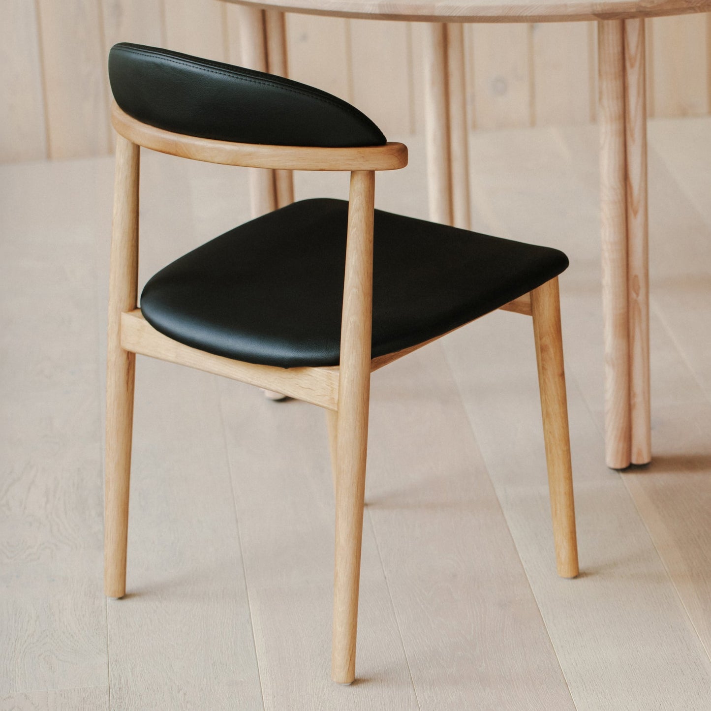 Count On Me Armless Dining Chair (Set of Two), Oak, Black Seat