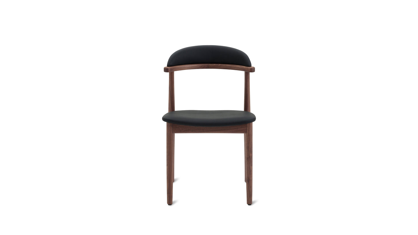 Count On Me Armless Dining Chair (Set of Two), Walnut, Black Seat