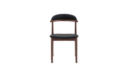 Count On Me Armless Dining Chair (Set of Two), Walnut, Black Seat