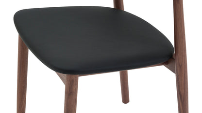 Count On Me Armless Dining Chair (Set of Two), Walnut, Black Seat