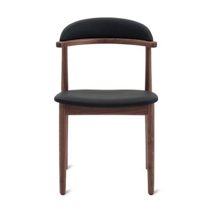 Count On Me Armless Dining Chair (Set of Two), Walnut, Black Seat