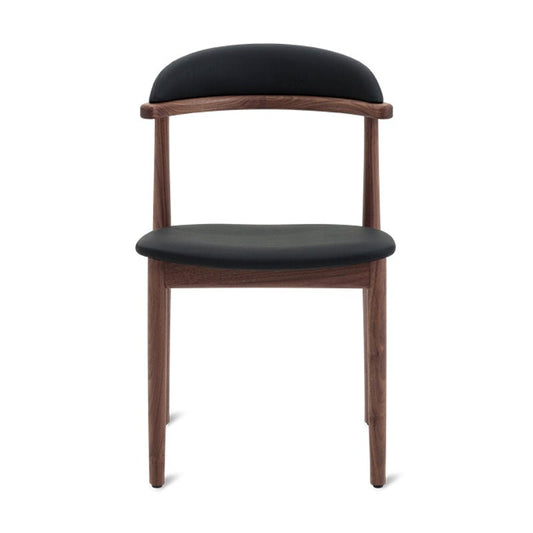 Count On Me Armless Dining Chair (Set of Two), Walnut, Black Seat
