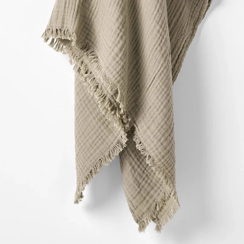 Nori Cotton Muslin Throw / Taupe
