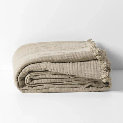Nori Cotton Muslin Throw / Taupe