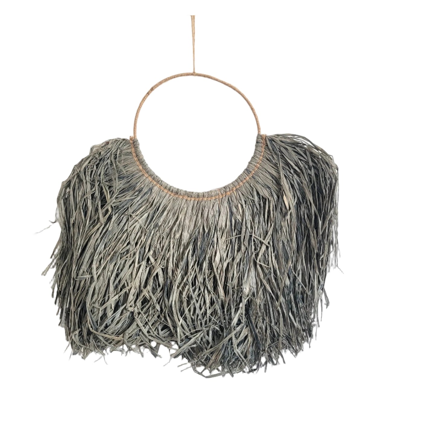 Handmade Raffia Wall Hanging / Grey