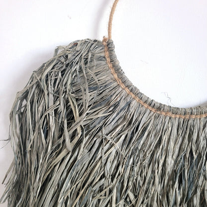 Handmade Raffia Wall Hanging / Grey