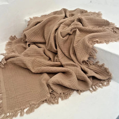 Nori Cotton Muslin Throw / Latte