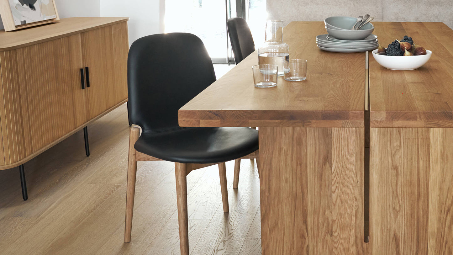 Dine In Dining Chair (Set of Two), Oak/Black Leather