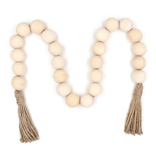 Oversized Wooden Bead Garland / Natural 125cm