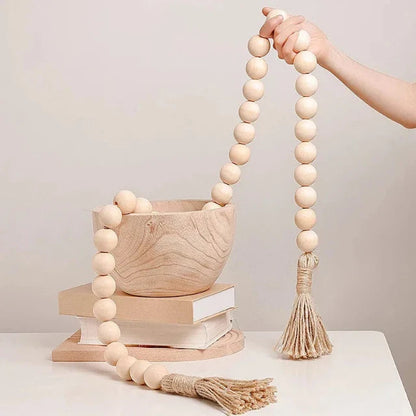 Oversized Wooden Bead Garland / Natural 125cm