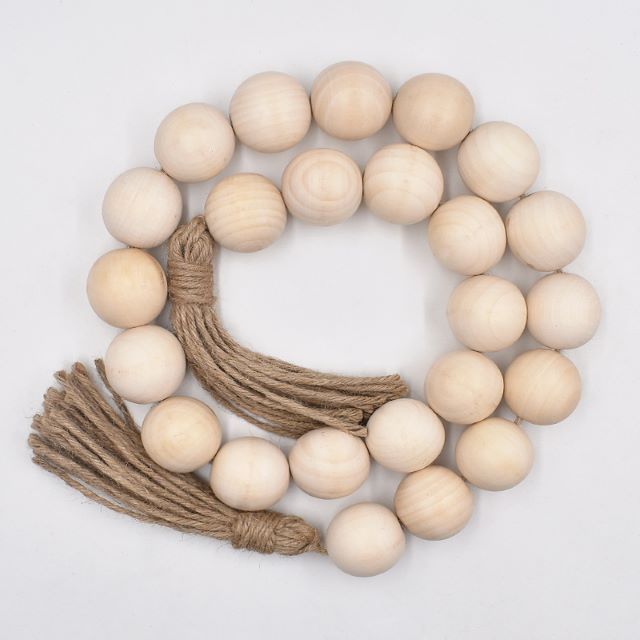 Oversized Wooden Bead Garland / Natural 125cm