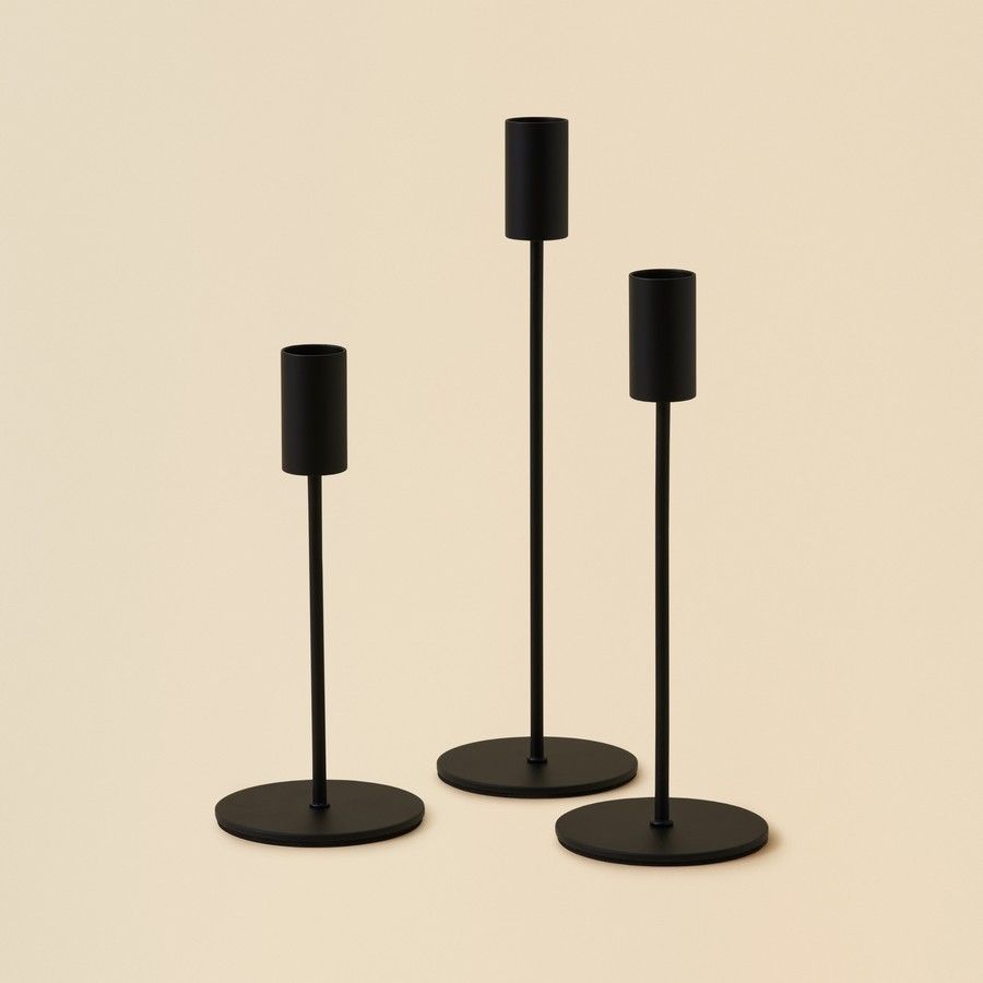 Nordic Black Metal Candle Holders / Set (3pcs)