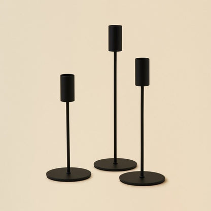 Nordic Black Metal Candle Holders / Set (3pcs)
