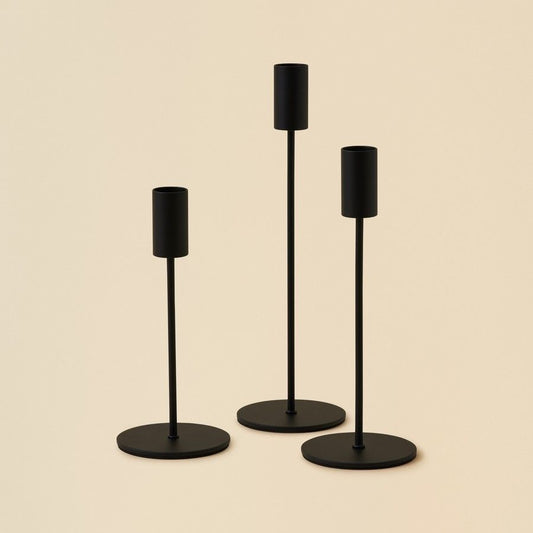 Nordic Black Metal Candle Holders / Set (3pcs)
