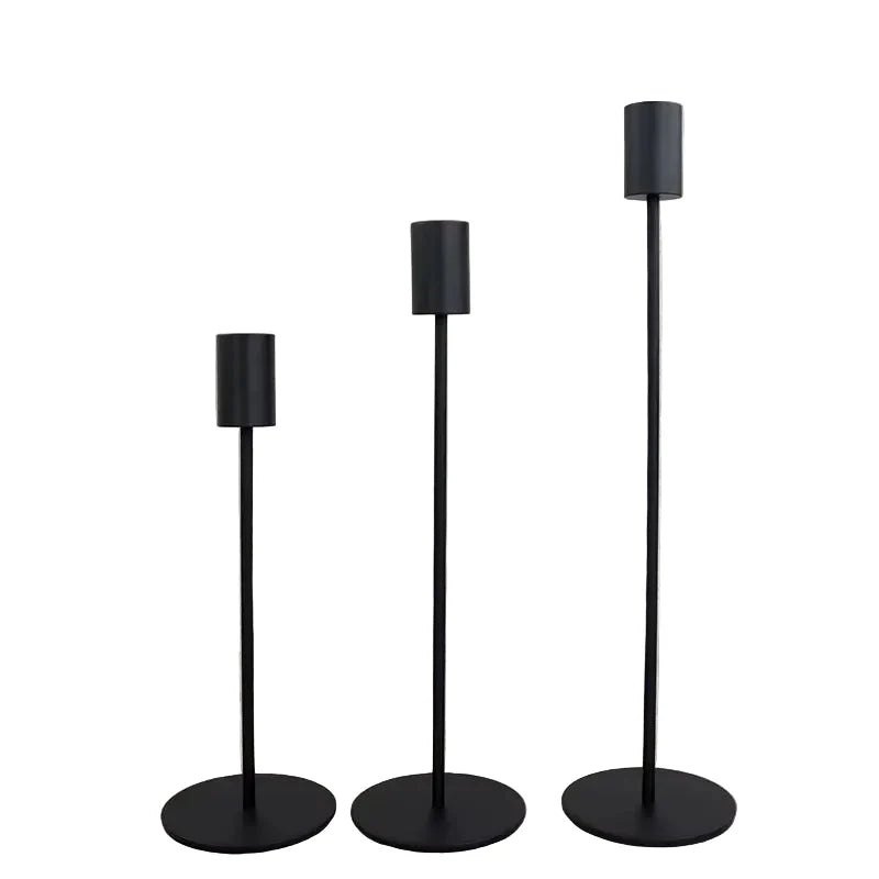 Nordic Black Metal Candle Holders / Set (3pcs)