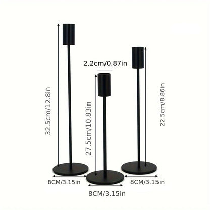 Nordic Black Metal Candle Holders / Set (3pcs)