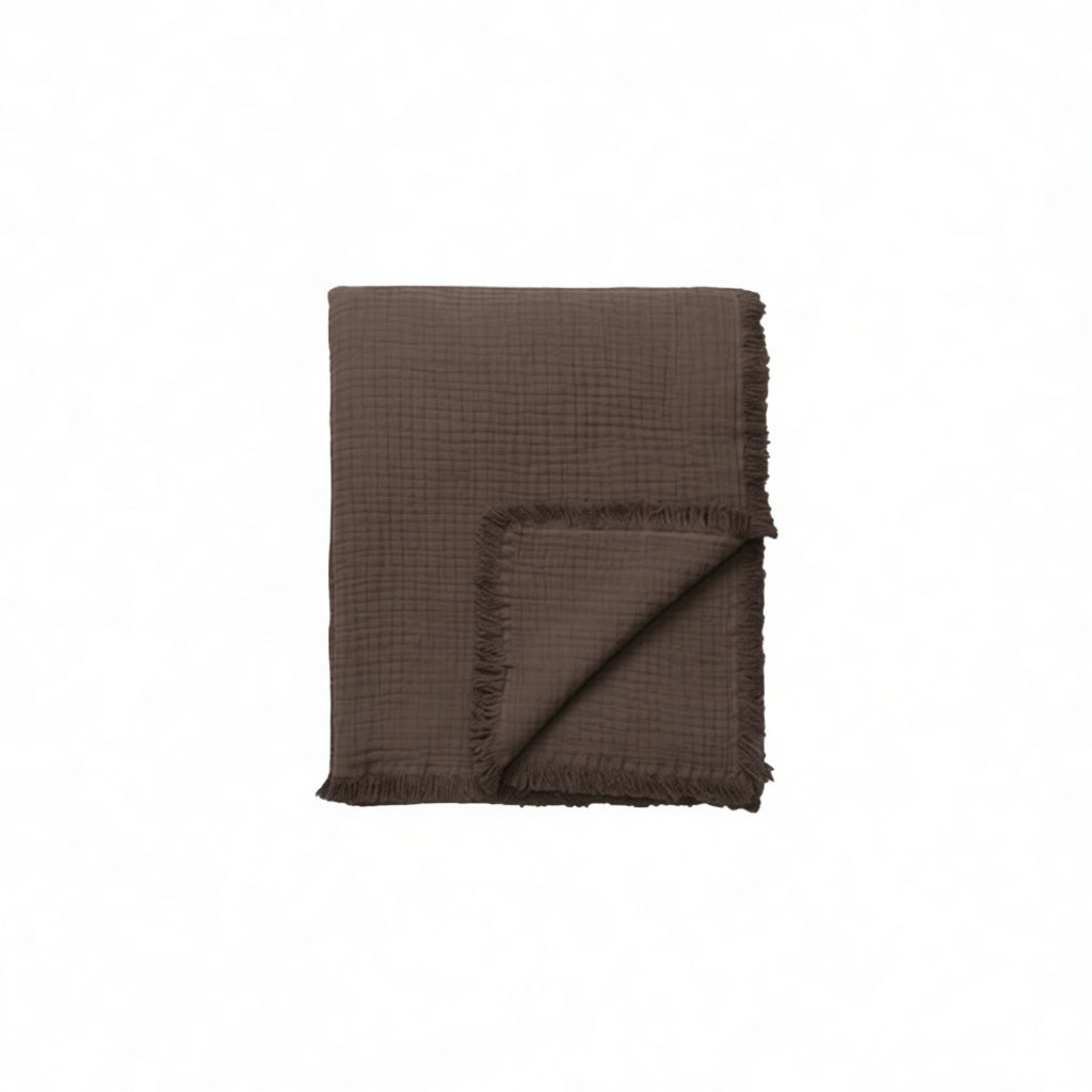 Reu Fringed Cotton Throw / Cacao
