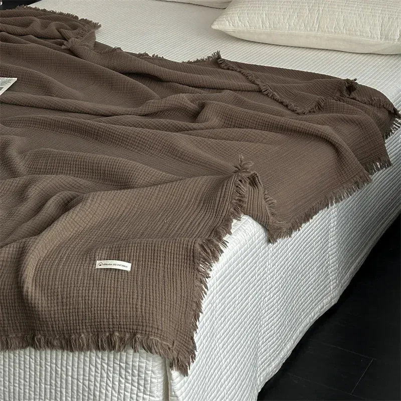 Reu Fringed Cotton Throw / Cacao