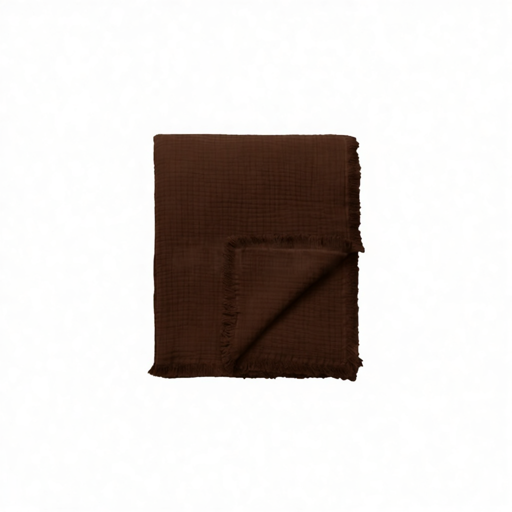 Reu Fringed Cotton Throw / Chocolate