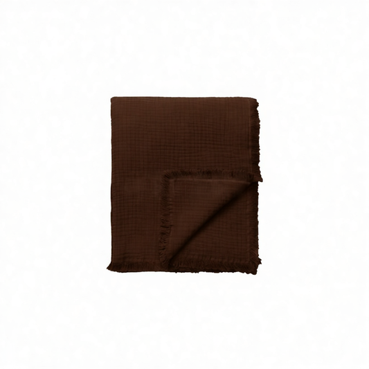 Reu Fringed Cotton Throw / Chocolate