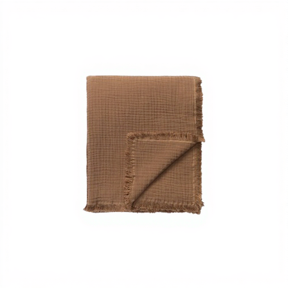 Reu Fringed Cotton Throw / Coffee