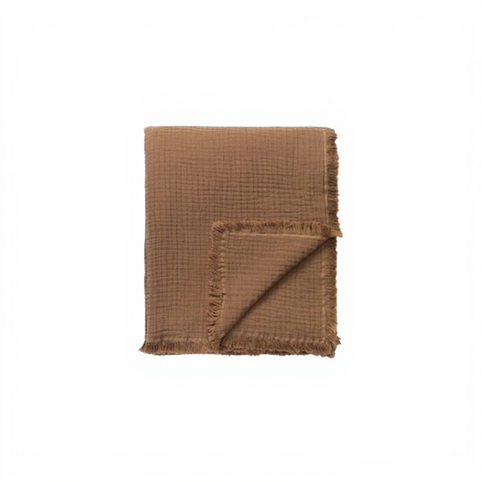 Reu Fringed Cotton Throw / Coffee