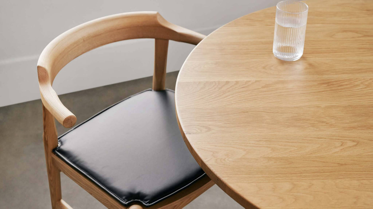 Tuck In Dining Chair with Black Cushion, Stained Oak