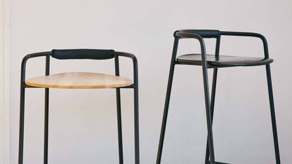 Slow Mornings Stool, Counter, Natural/Black Metal