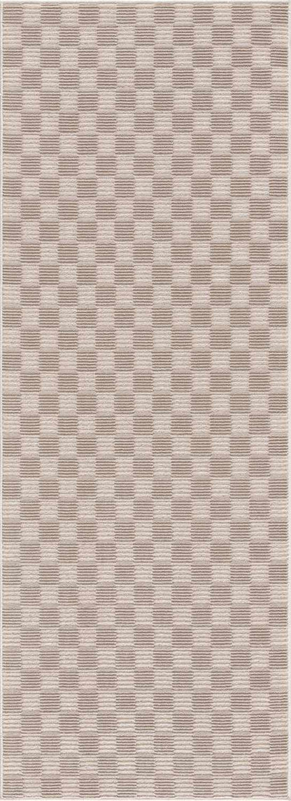 Truls 3D Checkered Washable Rug -  Biscotti