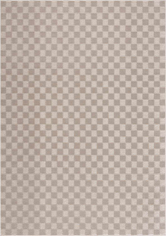 Truls 3D Checkered Washable Rug -  Biscotti