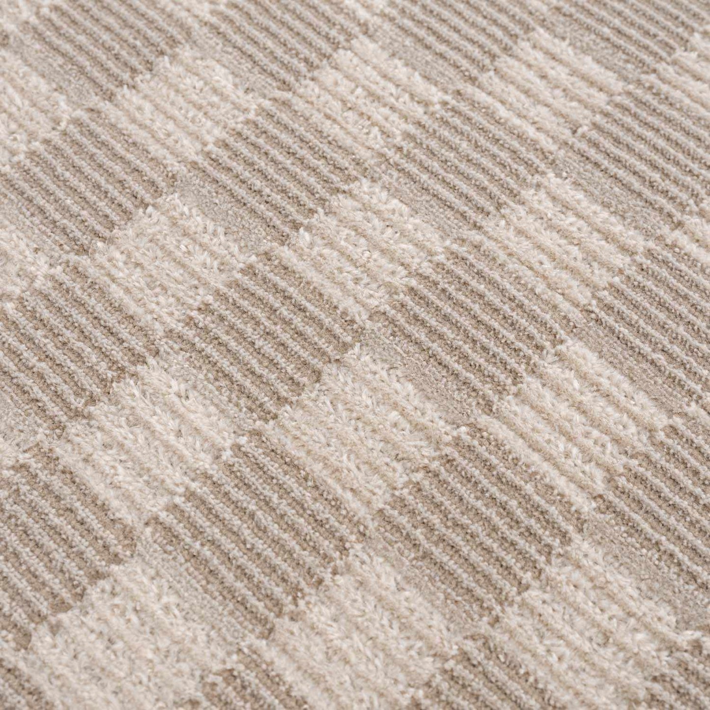 Truls 3D Checkered Washable Rug -  Biscotti