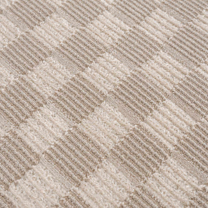Truls 3D Checkered Washable Rug -  Biscotti