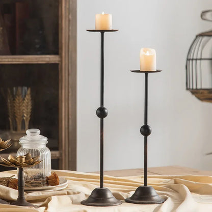 Tall Vintage Iron Candle Holders