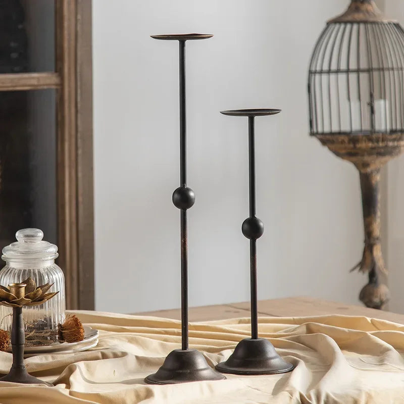Tall Vintage Iron Candle Holders