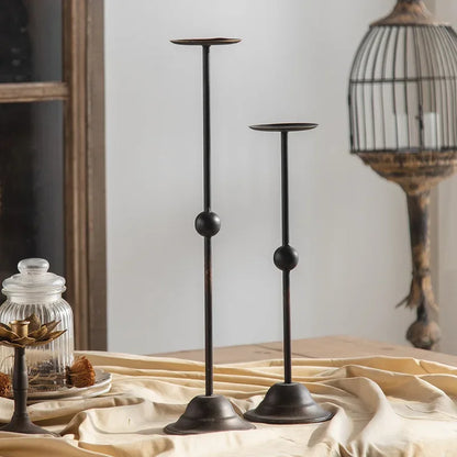 Tall Vintage Iron Candle Holders