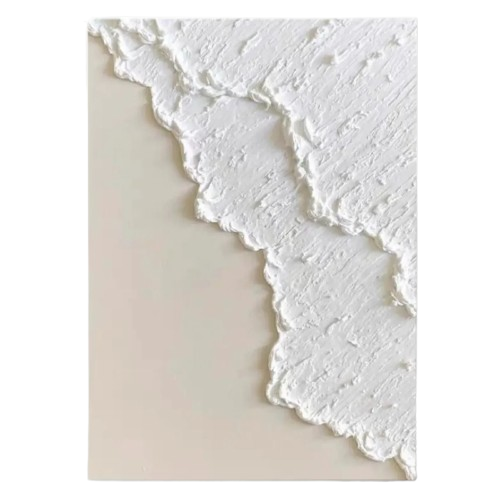 Textured Abstract Canvas Wall Art / White Waves