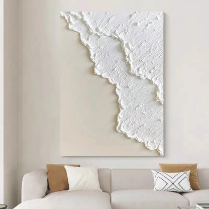 Textured Abstract Canvas Wall Art / White Waves