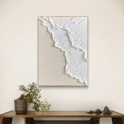 Textured Abstract Canvas Wall Art / White Waves