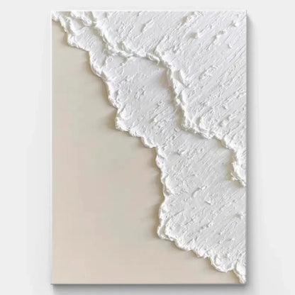 Textured Abstract Canvas Wall Art / White Waves