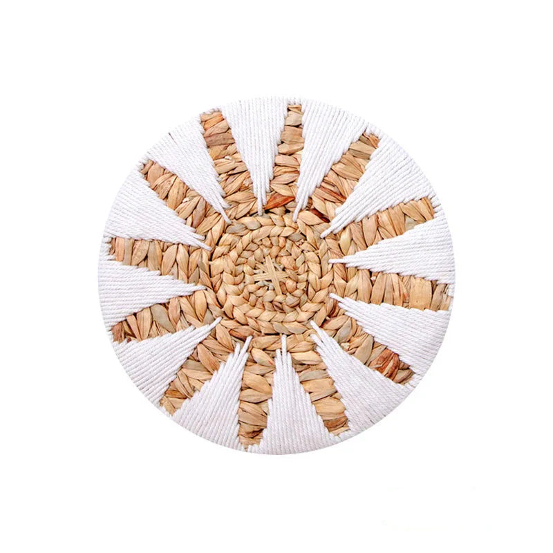 Boho Wall Deco Basket / White + Natural 30cm
