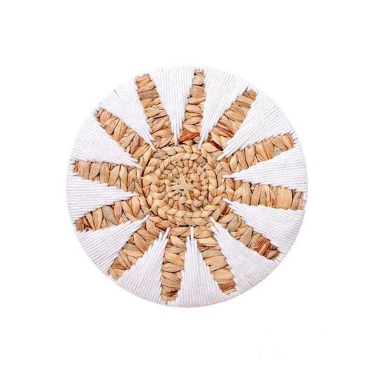 Boho Wall Deco Basket / White + Natural 30cm
