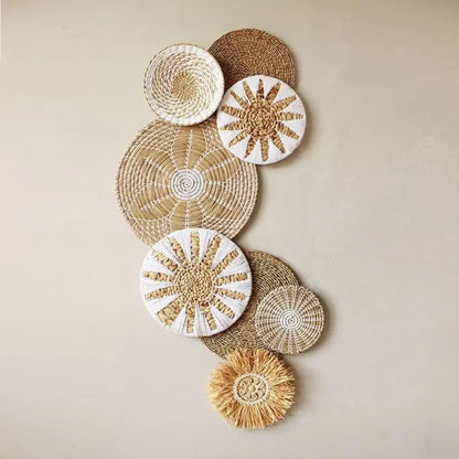 Boho Wall Deco Basket / White + Natural 30cm