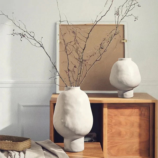 Sculptural Ceramic Vases / White