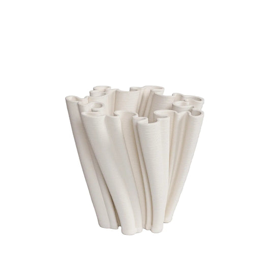 Fluted Decorative Centrepiece / White 20cm