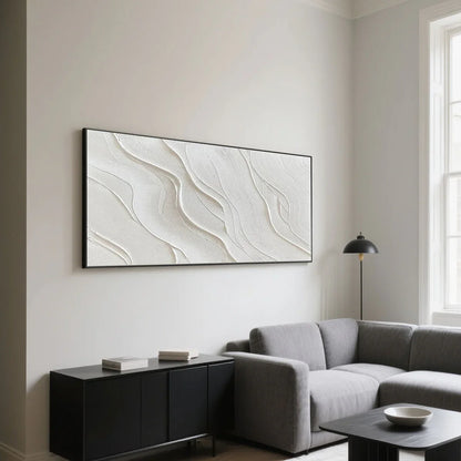 Minimalist Abstract Wave Canvas Art / White