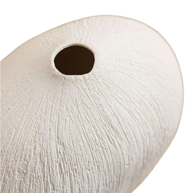 Textured Pebble Ceramic Vase / White
