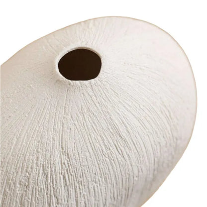 Textured Pebble Ceramic Vase / White