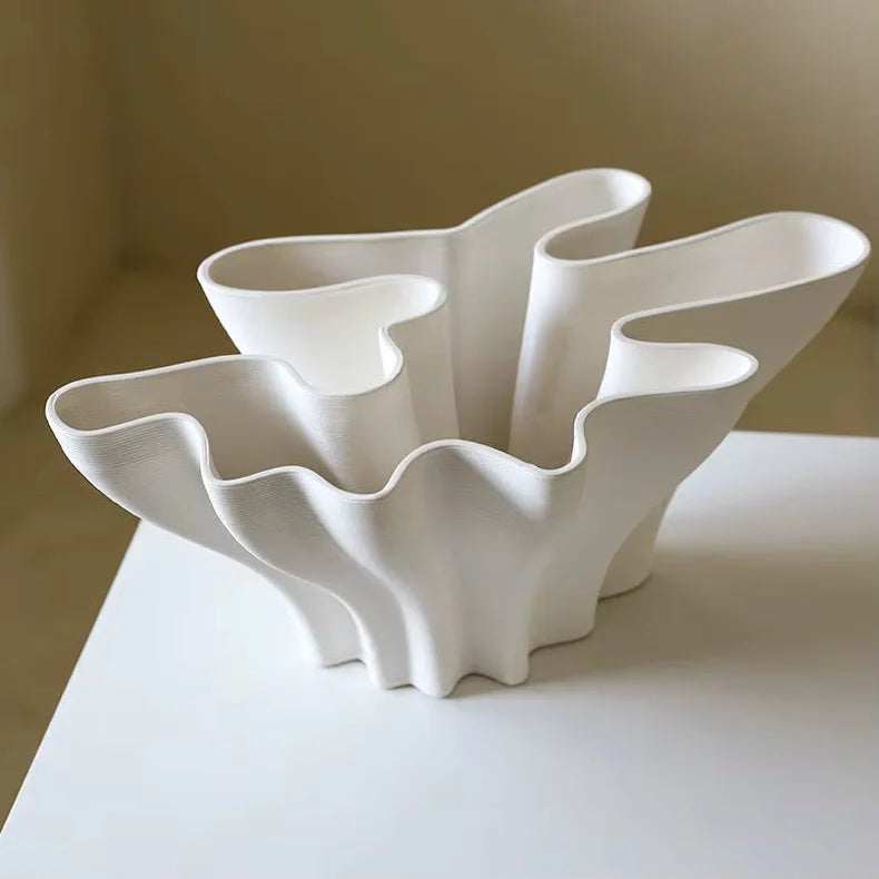 Wave Ceramic Vases / White